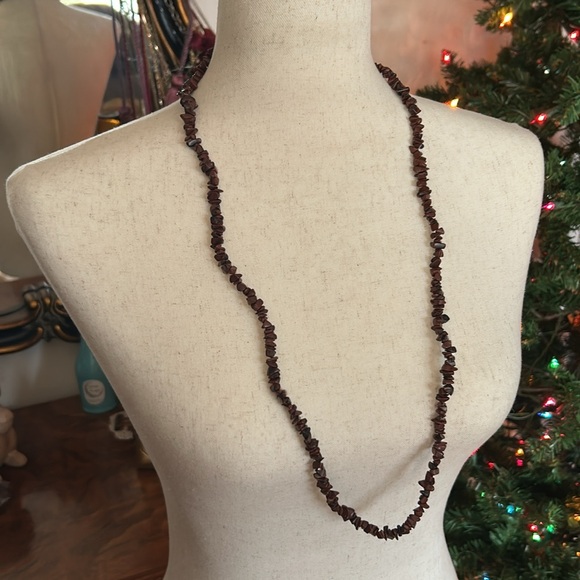 Natural Mahogany Chip Obsidian Bead Necklace - Picture 3 of 5